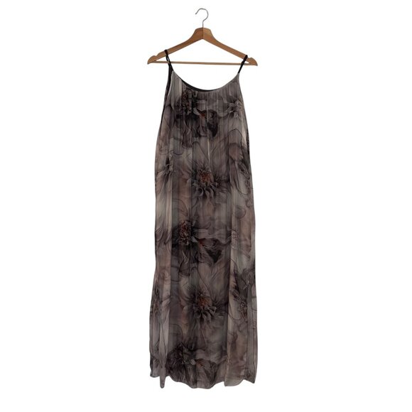 Gigi Moda Made in Italy 100% Silk Venus Dress Charcoal and Dusty Rose Floral - Picture 1 of 6